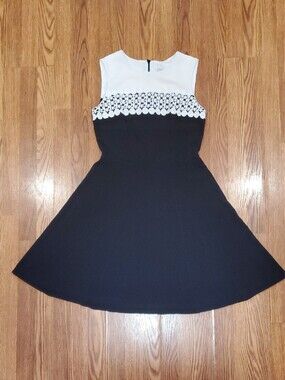 madison leigh Black and White Sleeveless Fit-and-Flare Dress 107606